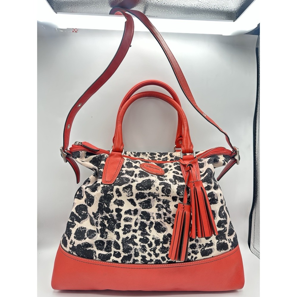 Coach Rory Multicolor Ocelot Cheetah Print Canvas Leather Satchel Bag